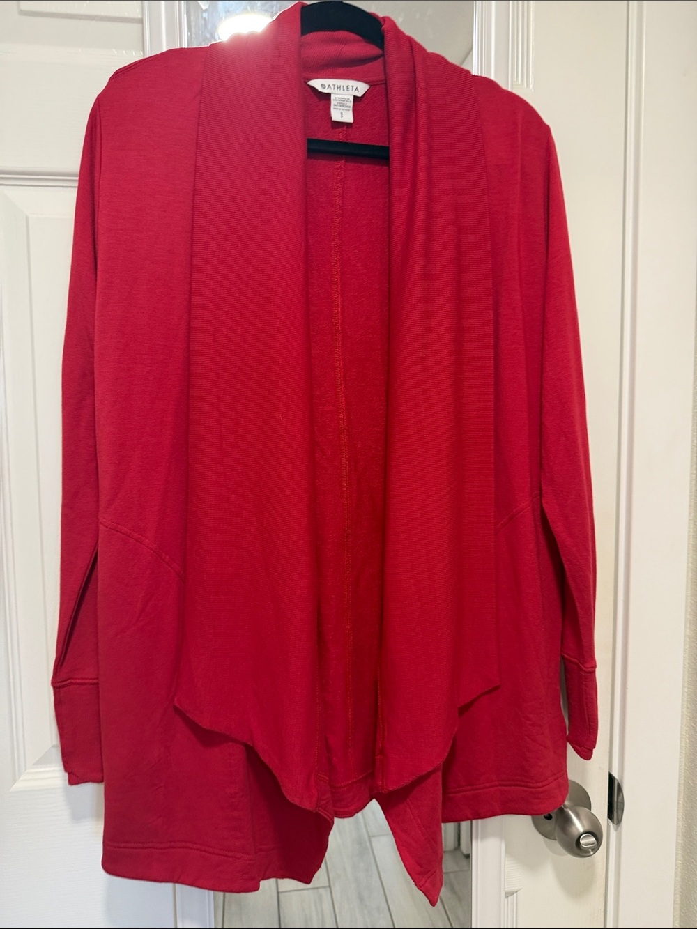 Athleta Red Open-Front Draped Cardigan